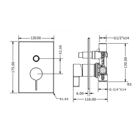 Πλήρες Σετ Ντουζιέρας Εντοιχισμού 2 Εξόδων Modea Eclipse 00-02017 Xρωμέ